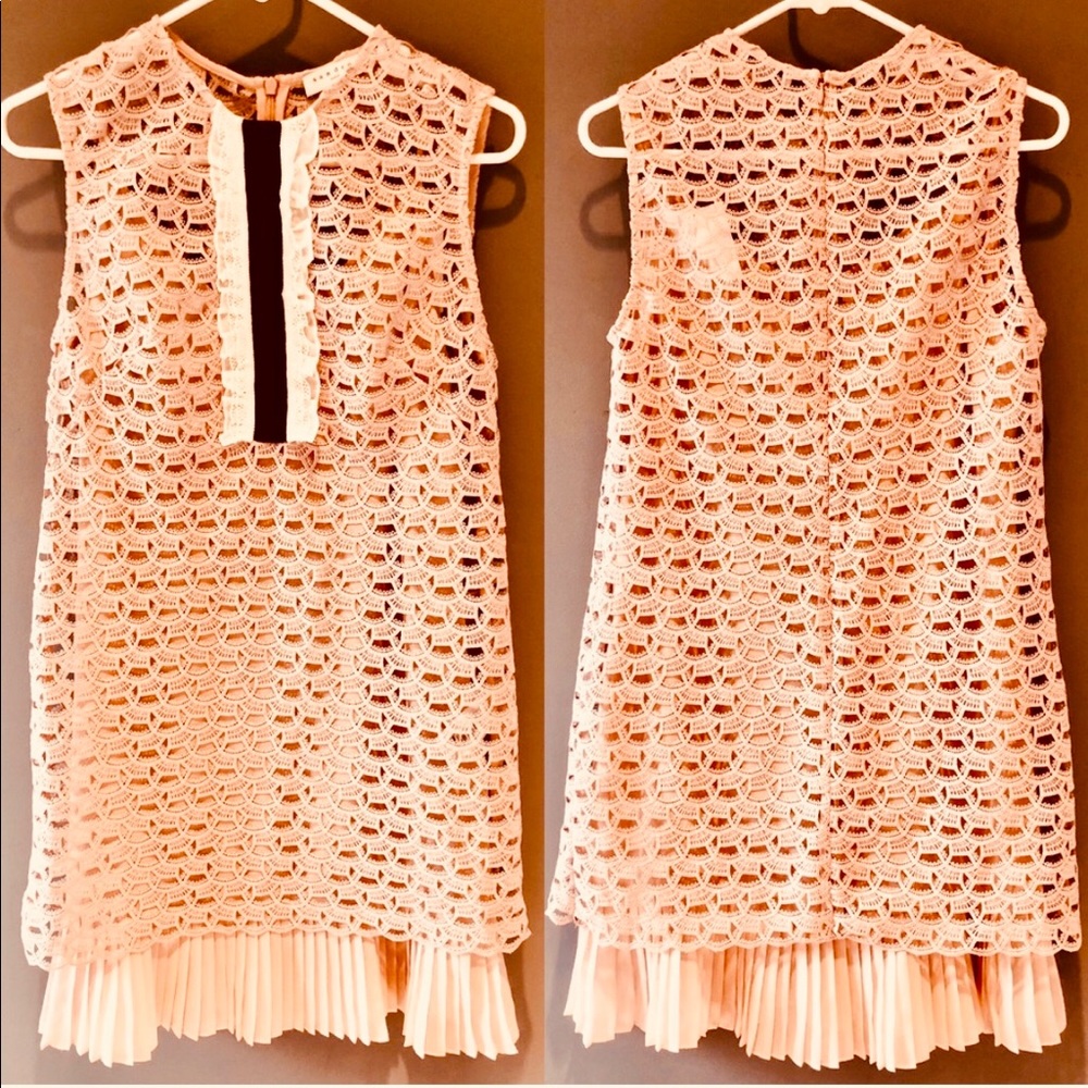 Sandro Pink Lace Sleeveless Dress